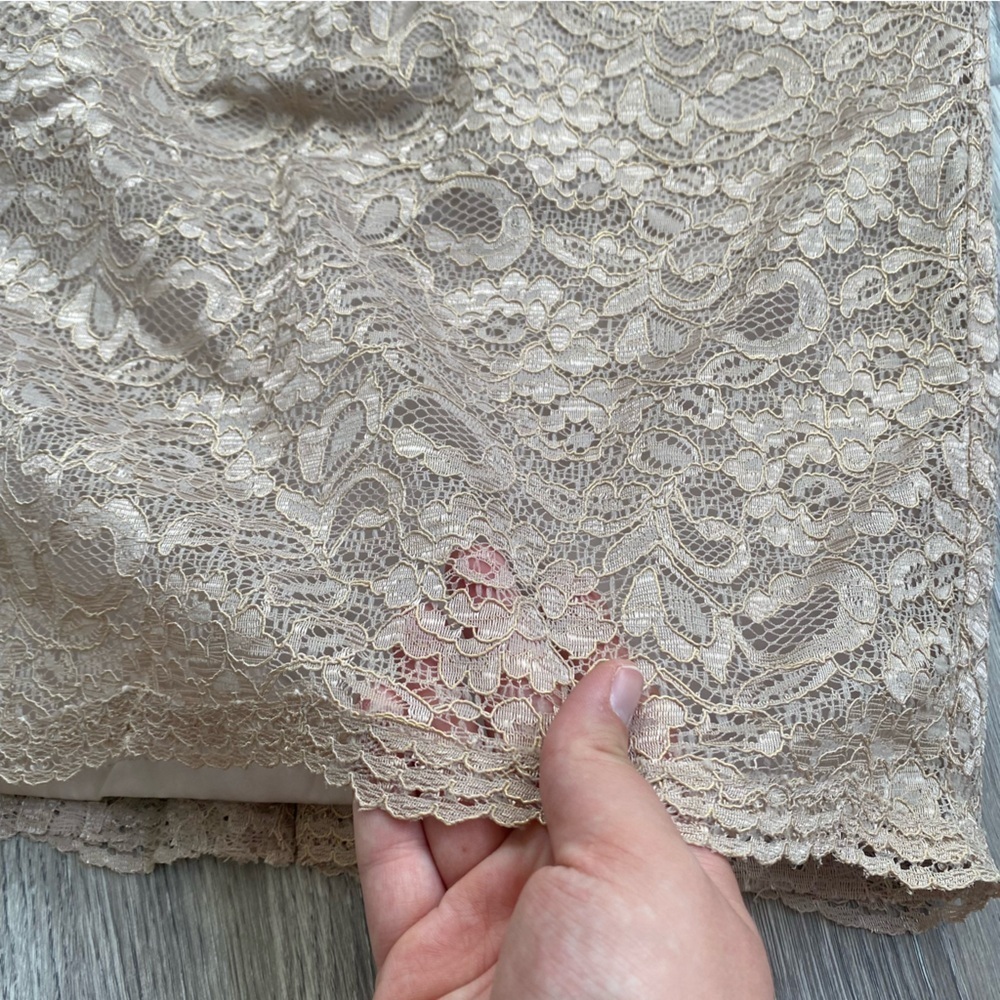 David’s Bridal Champagne Lace Short Tank Dress Size 2 - Picture 2 of 14
